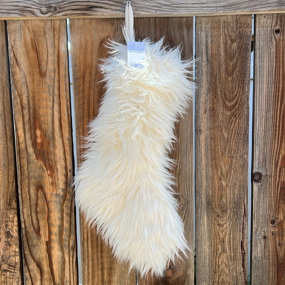 Nordstrom rack  Neutral White Faux Fur Stocking. - Picture 1 of 7